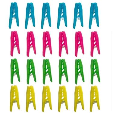 Imagem de Kit 24 Pregador Prendedor De Roupa Grande Reforçado Colorido