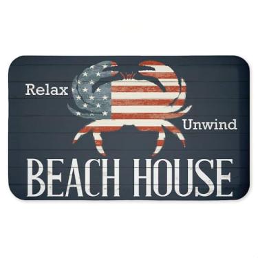 Imagem de Tapete antifadiga para casa de praia patriótica Relax Unwind, tapete ergonômico acolchoado para cozinha e pé com suporte antiderrapante, tapete confortável ecológico, design por Kim Allen, 76 x 45 cm