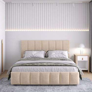 Imagem de Cama com Cabeceira Casal Estofada Uvaia CabeCasa MadeiraOriginals - Ca