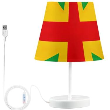 Imagem de TSENQUE Candeeiro de mesa de cabeceira USB com estampa floral personalizada com bandeira rasta jamaicana, lâmpada de cabeceira, LED, decoração de casa, lâmpada de quarto, estética