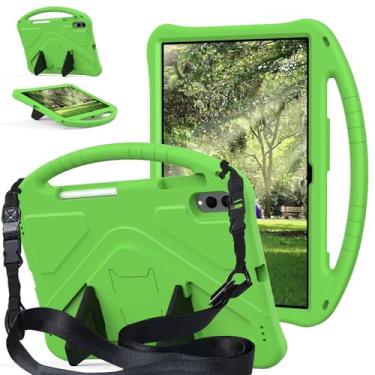 Imagem de YRH Capa para tablet Samsung Galaxy Tab S11 Ultra 14,6 polegadas (2025), com alça de ombro, capa infantil EVA à prova de choque (verde)