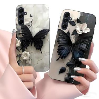 Imagem de B-wishy Pacote com 2 capas bonitas e elegantes com glitter de borboleta para Samsung Galaxy S25 FE, capa protetora de TPU luxuosa à prova de choque para adultos, mulheres e meninas para S25 FE (preto)