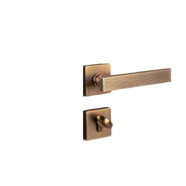 Imagem de Fechadura de porta interna silenciosa de liga de zinco maçaneta magnética para quarto simples escovado cobre cinza sólido (modelo Huanggu silencioso)