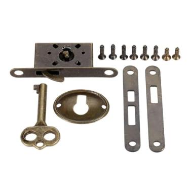 Imagem de Fechadura de porta deslizante para balcão de ferragens decorativas de madeira retrô com chave, 1 peça