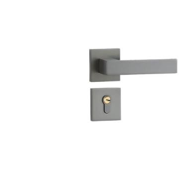 Imagem de VTGVVVTR Fechadura de porta dividida doméstica de liga de zinco preta, maçaneta mecânica, fechadura magnética silenciosa (cinza 5845 silencioso)