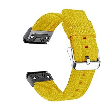Imagem de IENYU 26 22 mm Pulseira de relógio para Garmin Fenix 7 7X 6 6X 6S Pro 5 5X Plus 3 HR 935 Nylon Quick Release Smart Watch Easy Fit Pulseiras de pulseira (Cor: Amarelo, Tamanho: Para Forerunner 935 945)