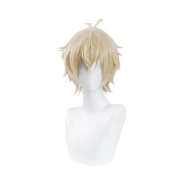 Imagem de Peruca De Cosplay Mikaela Hyakuya Loiro Claro Curta Para Homens, Peruc