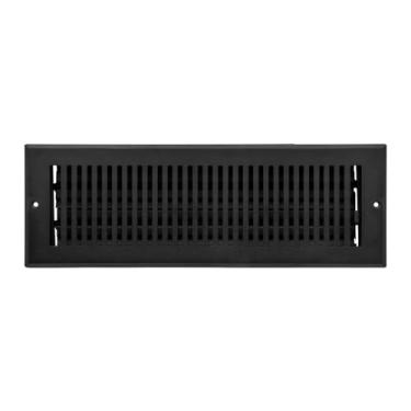 Imagem de Naiture Registro de parede de aço inoxidável, capa de ventilação resistente à ferrugem, amortecedor ou alavanca de metal, ventilação de parede de grade de estilo moderno (preto, 10 x 35 cm)