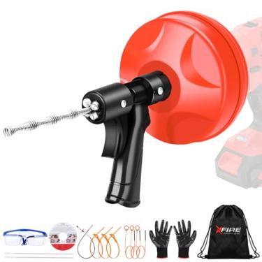 Imagem de Ferramentas de cobra de drenagem de modo duplo de 90 metros, trado de drenagem 14 em 1 para desbloqueio de pia e drenagem, cobra de encanamento para cozinha, banheira e pia de chuveiro, cobra para