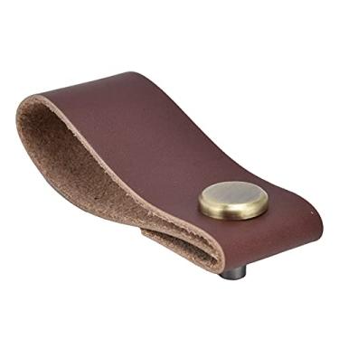 Imagem de aqxreight Alça de Bagagem de Couro Artificial Moderno único Furo Escondido Puxador de Armário para Porta Guarda-roupa Preto é um Tempo de Liga Europeia Artificial de Zinco Resistente de você