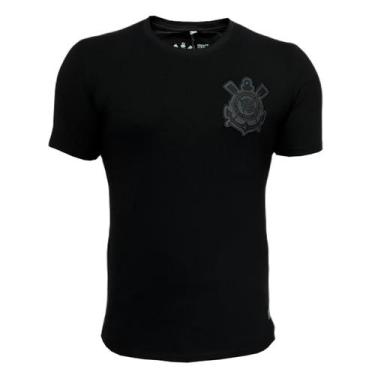 Imagem de Camisa Corinthians All Black Algodão - Masculino, G, Preto