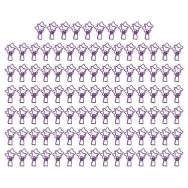 Imagem de Clipes de pasta de estrela MUNEFE, clipes de papel de fio de metal estrela, grampos de papel de metal oco de desenho animado bonito para ingressos de conta de escritório (100 (Roxa)