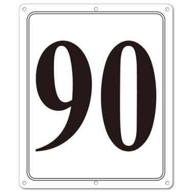 Imagem de i-CowFun Placa numerada de metal premium ao ar livre, refletiva 30,5 cm x 25,4 cm grandes placas de alumínio 90 para estacionamento, quadra de tênis, campo, armazém, corredor, edifício, doca, alta