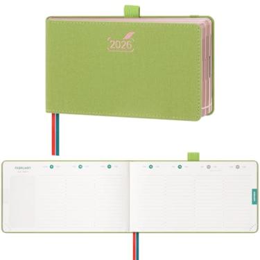 Imagem de BEZEND Agenda de bolso 2026 semanal e mensal (15,2 cm x 9,5 cm) livro de calendário pequeno com horário vertical diário (janeiro a dezembro), espaço igual até fim de semana, trabalho em casa, mulheres