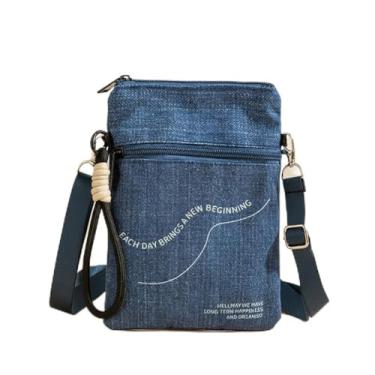 Imagem de Bolsas pequenas transversais femininas modernas de lona fofas para celular com corda antiperda e alça de ombro, Linha, Medium