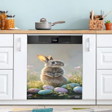 Imagem de SEHANY Capa magnética de conto de fadas fofo coelhinho da Páscoa, adesivos magnéticos decorativos antiarranhões para painel de geladeira e lava-louças, decoração de flores de fazenda de cozinha