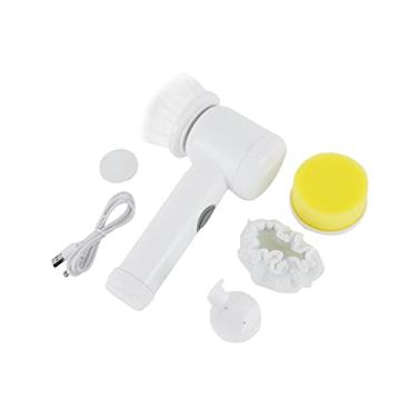 Imagem de Escova de limpeza elétrica 5 em 1 recarregável via USB escovador para cozinha banheiro banheira chuveiro azulejos carpete bidê sofá e doméstica