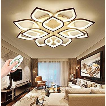 Imagem de Luminária de teto LED dimerizável com controle remoto, lustre criativo com design de flor, tamanho grande, luminária moderna para sala de estar, sala de jantar e cozinha, estrutura de metal