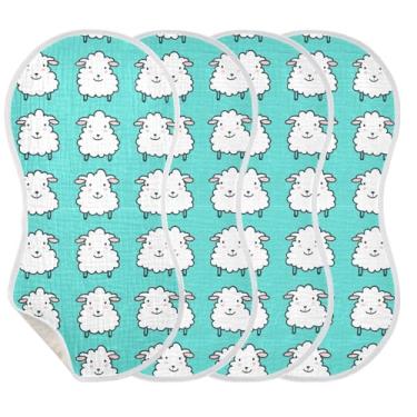 Imagem de Wassud Panos fofos de musselina para bebês de musselina de desenhos animados, pacote com 2, babadores de algodão, toalhas de rosto absorventes e macios para arrotos para meninos e meninas