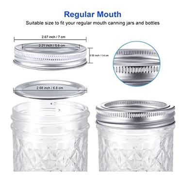 Imagem de Dioche Conjunto de Tampas e Bandas de Conservas 48 Peças à Prova de Vazamento Hermético Boca Regular Kit de Substituição de Tampas de Frasco de Pedreiro Ferrugem Durável para