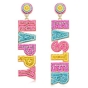 Imagem de Brincos de páscoa com contas para mulheres, coelhinho da páscoa, brincos de carro, brincos de gota de orelha, presentes de primavera, Resina, Sem Pedra Preciosa