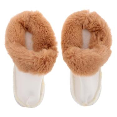 Imagem de WOFASHPURET Forros de sapato de pelúcia para tamancos Forros de sapato removíveis, furos para inverno, cáqui, uso interno e externo, fácil de limpar, destacável 21 x 9 cm