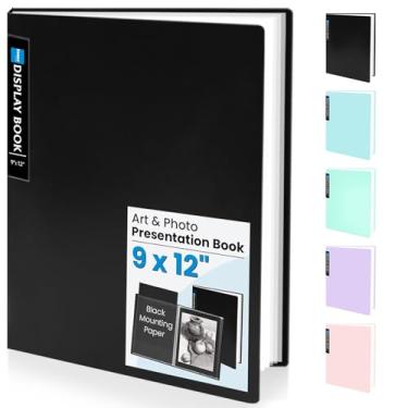 Imagem de Sooez Portfólio de arte 22 x 30 cm, 30 bolsos com 30 papéis pretos, fichário com mangas de plástico, exibição de 60 páginas, livro de apresentação para obras de arte, pastas para escritório e escola