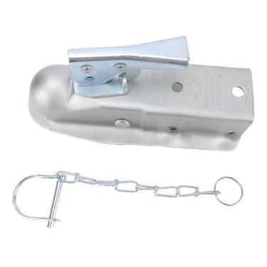 Imagem de Tbest Acoplador de Reboque Reto Com Parafuso de Corrente de Trava de Segurança Em Acoplador de Reboque de Língua Reta Soldável para Bola de Engate de 1-7/8 Polegadas Canal de 2