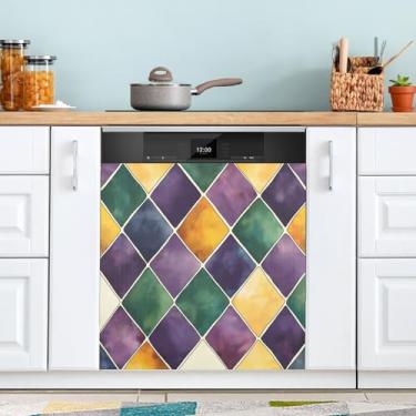 Imagem de ATTX Capa magnética para lava-louças Mardi Gras | Adesivo decorativo de eletrodomésticos de 58 x 66 cm para armários domésticos e eletrodomésticos (122)