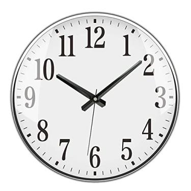 Imagem de Relógio de parede decorativo de quartzo de 35,5 cm, silencioso, clássico, sem tique-taque, operado por bateria, redondo, fácil de ler, relógios de casa/escritório