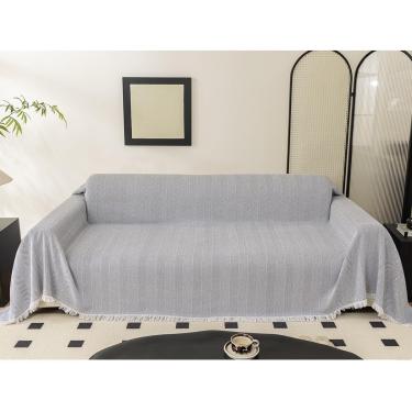 Imagem de Capa De Sofá Com Franjas, Capas De Sofá Respiráveis E Macias, Lance De Sofá De Borla Anti-incrustante E Anti-riscos De Quatro Estações, White, 180 x 340 cm