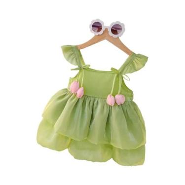 Imagem de Vestido De Princesa Em Camadas Com Alças De Malha Tulipa Para Menina B