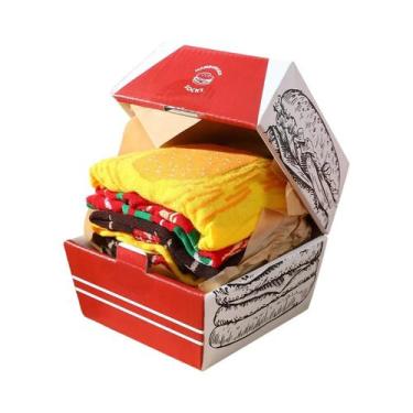 Imagem de Meias Unissex Em Forma De Hambúrguer, 3 Pares, Presentes Criativos Par