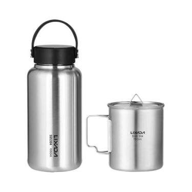 Imagem de Garrafa De Água Esportiva De Aço Inoxidável De 1050ml À Prova De Vazam