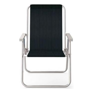 Imagem de Cadeira de Praia Alta Conforto Preta 120 kg - MOR, Preto