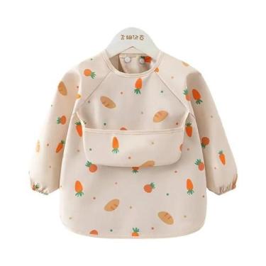 Imagem de Babador Impermeável De Manga Longa Para Crianças, Avental De Alimentaç