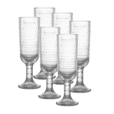 Imagem de Jogo C/ 6 Taças de Champanhe Vidro Pérola Transparente 160ml Mesa Post
