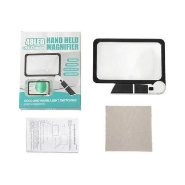 Imagem de Lupa De 5X Com 48 Luzes LED, Lupa Retangular Grande Portátil Para Idos