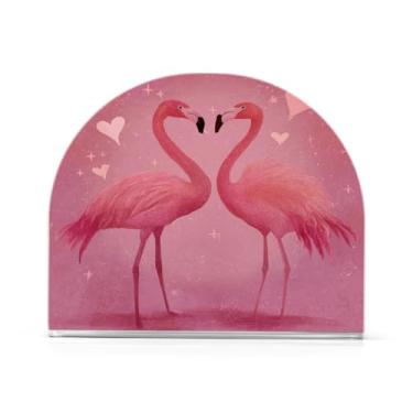 Imagem de Porta-guardanapos com estampa de flamingos rosa dos namorados para mesa Dispensador de guardanapo de acrílico para cozinha mesa de jantar decorações de cozinha dos namorados para bancada festa casa