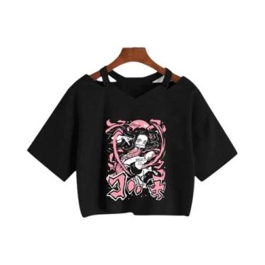 Imagem de Camiseta Feminina Demon Slayer Nezuko Kimetsu No Yaiba Crop Top Tanjir