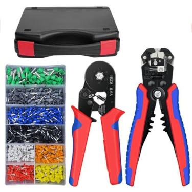 Imagem de Kit de Ferramenta Crimpagem Profissional com 800 Conectores Fio Alicate Autoajustável Desencapador Fios e Terminais Isolados Conjunto Ferramentas Manuais Catraca Economizadora Força