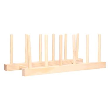 Imagem de Akozon Placa de Prato de Bambu Leve Portátil Eco-amigável Rack de Prato de Madeira de Pinho para Espaços Compactos-organizador de Cozinha Versátil (5 grade 28cm)