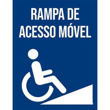 Imagem de Kit 3 Placas Sinalização - Rampa Acesso Móvel Azul - Sinalizo