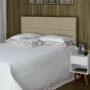Imagem de Cabeceira de Cama Box Viúva 128 cm Marjorie Inspire House Linho Bege C