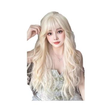 Imagem de Peruca Sintética Ondulada De 26 Polegadas Com Franja, Resistente Ao Ca