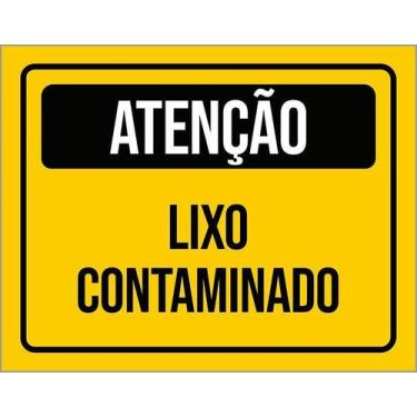 Imagem de Kit 3 Placa Acm De Atenção Lixo Contaminado 18X23 Branco - Sinalizo