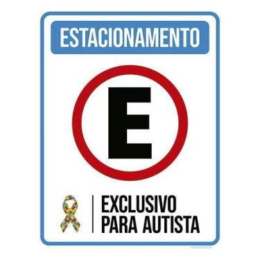 Imagem de Kit 10 Placa Acm Estaciona Vaga Exclusiva Para Autista 18X23 - Sinaliz