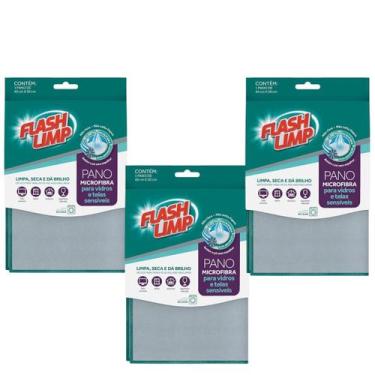 Imagem de 3 pano microfibra para vidros e telas sensiveis 40cm flp6699 - Flash L