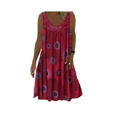 Imagem de Vestido Feminino Casual De Verão Com Estampa Digital, Ombro a Ombro, T