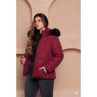 Imagem de Jaqueta Feminina Puffer com Capuz Peluciado Bobojaco Inverno